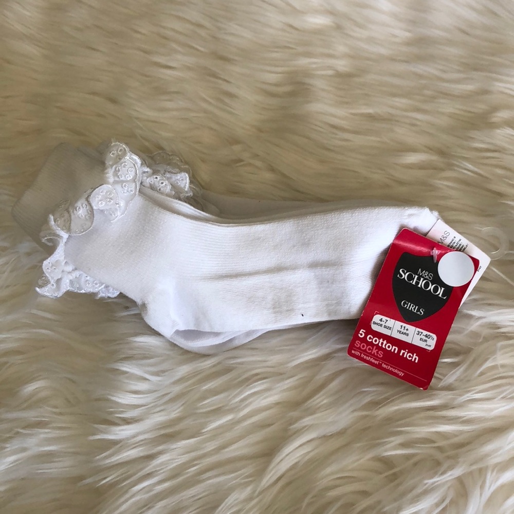 BNWT Marks and Spencer Girls Socks 5pc for sz 4-7
